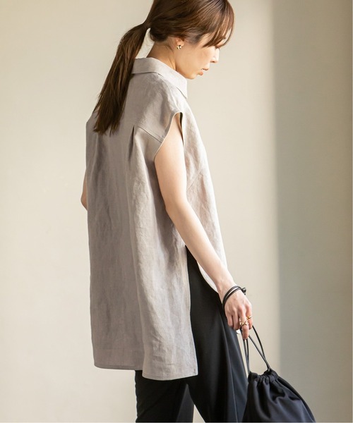 美品♪ノーブル　ドンゴロススキッパーシャツブラウス　リネン　スキッパー　ゆったり ノーブル NOBLE リネン100% ドンゴロス スキッパーシャツ