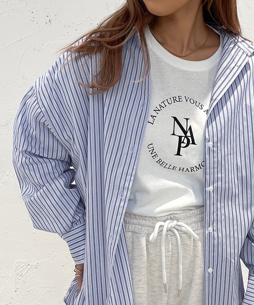 apres jour mignon（アプレジュールミニョン）の「マルチストライプルーズシャツ【ZOZOTOWN限定アイテム】（シャツ/ブラウス・レディース・ブルー系その他/ピンク系その他・フリー/X-LARGE）」の2枚目の写真