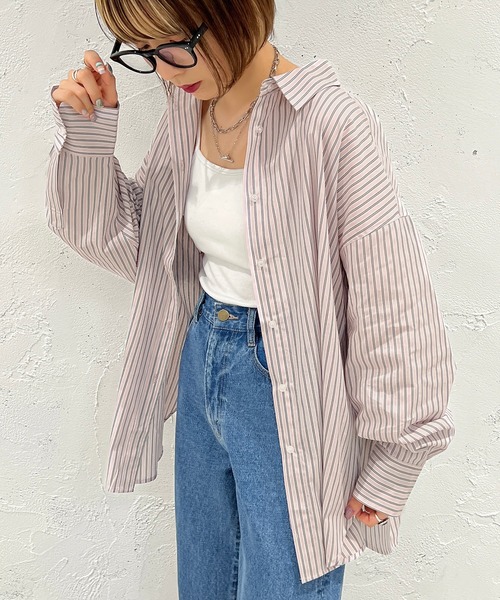 apres jour mignon（アプレジュールミニョン）の「マルチストライプルーズシャツ【ZOZOTOWN限定アイテム】（シャツ/ブラウス・レディース・ブルー系その他/ピンク系その他・フリー/X-LARGE）」の9枚目の写真