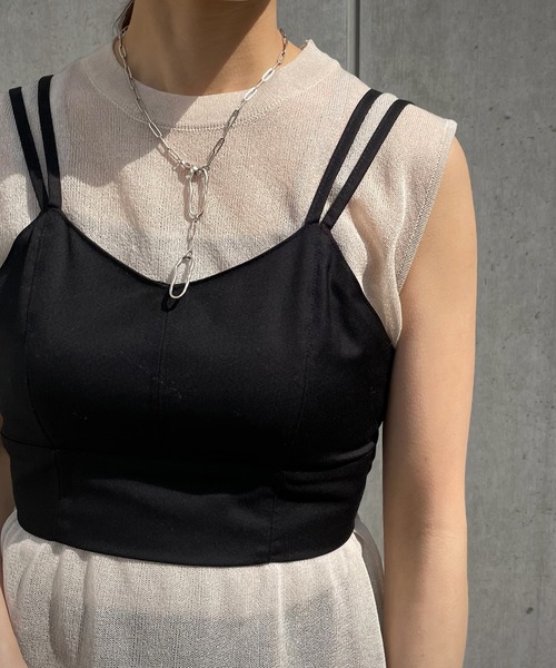&g'aime(アンジェム)の「【&g’aime】カップ付きバックオープンビスチェ(Tシャツ/カットソー・レディース・ブラック/グレイッシュベージュ/チャコール・FREE)」の12枚目の写真