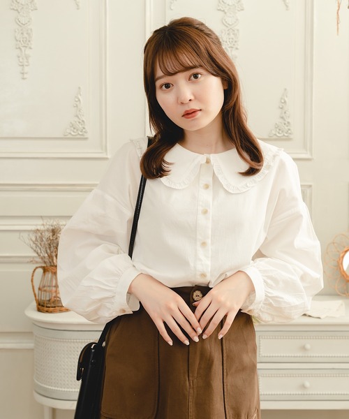 Cham.(チャム)の「ビッグカラーブラウス(シャツ/ブラウス・レディース・ベージュ/オフホワイト・F)」の12枚目の写真