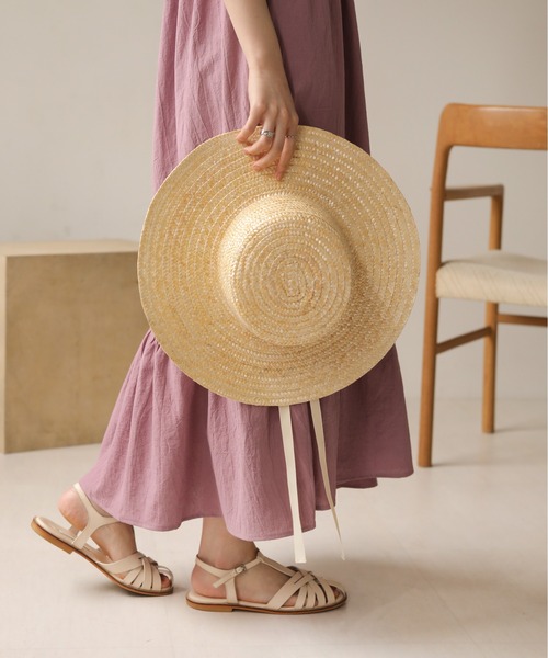 Bab（バブ）の「リボン付きストローハット（ハット・レディース・ナチュラル・ONESIZE）」の2枚目の写真