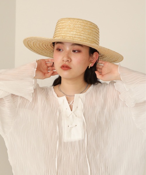 Bab（バブ）の「リボン付きストローハット（ハット・レディース・ナチュラル・ONESIZE）」の3枚目の写真
