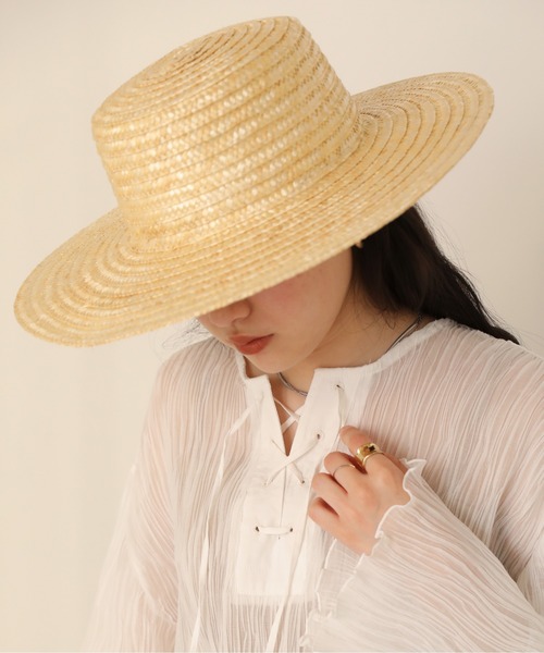 Bab（バブ）の「リボン付きストローハット（ハット・レディース・ナチュラル・ONESIZE）」の4枚目の写真