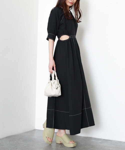 archives（アルシーヴ）の「配色ステッチカットアウトワンピース（ワンピース・レディース・ブラック/ベージュ/オレンジ・MEDIUM）」の11枚目の写真