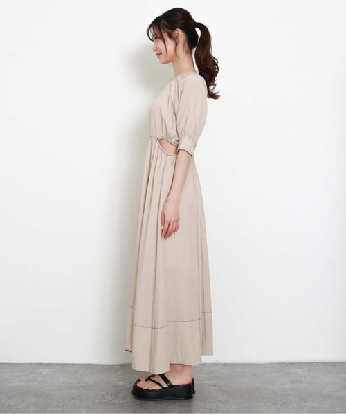 archives（アルシーヴ）の「配色ステッチカットアウトワンピース（ワンピース・レディース・ブラック/ベージュ/オレンジ・MEDIUM）」の15枚目の写真