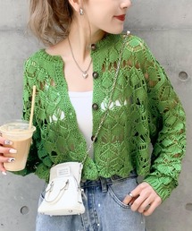 mily bilet | 【mily bilet】程よい大人の甘さ。透かし編み2wayクロシェニットショート丈カーディガン(カーディガン/ボレロ)