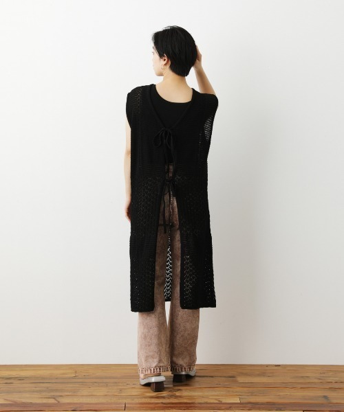 RODEO CROWNS WIDE BOWL（ロデオクラウンズワイドボウル）の「2WAYシアーニットベスト（ベスト・レディース・オフホワイト/ブラック/ライム・FREE）」の19枚目の写真