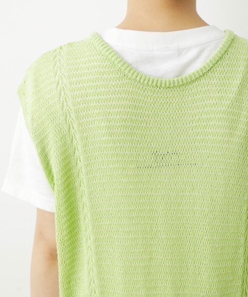 RODEO CROWNS WIDE BOWL（ロデオクラウンズワイドボウル）の「2WAYシアーニットベスト（ベスト・レディース・オフホワイト/ブラック/ライム・FREE）」の18枚目の写真