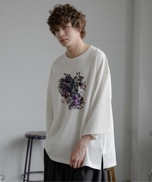 Flower Scratch Print Big Tee - フラワースクラッチプリントビッグTシャツ