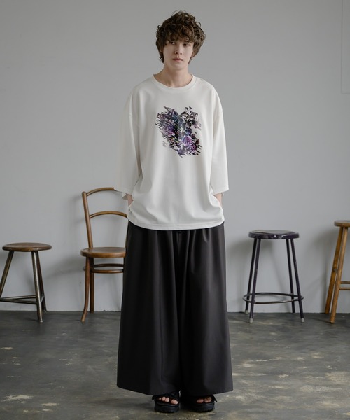 KUUUPY（クーピー）の「Flower Scratch Print Big Tee - フラワースクラッチプリントビッグTシャツ（Tシャツ/カットソー・メンズ・ホワイト・SMALL/MEDIUM/LARGE）」の7枚目の写真