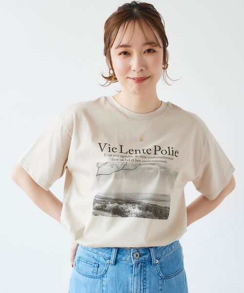 le.coeur blanc（ルクールブラン）の「モノクロフォトプリントTシャツ（Tシャツ/カットソー・レディース・オフホワイト/グレイッシュベージュ・38）」の8枚目の写真