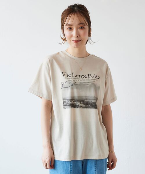 le.coeur blanc（ルクールブラン）の「モノクロフォトプリントTシャツ（Tシャツ/カットソー・レディース・オフホワイト/グレイッシュベージュ・38）」の14枚目の写真