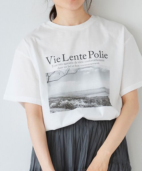 le.coeur blanc（ルクールブラン）の「モノクロフォトプリントTシャツ（Tシャツ/カットソー・レディース・オフホワイト/グレイッシュベージュ・38）」の17枚目の写真
