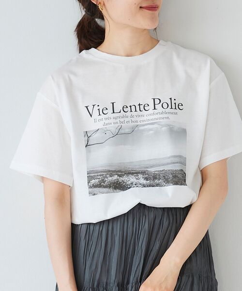 le.coeur blanc（ルクールブラン）の「モノクロフォトプリントTシャツ（Tシャツ/カットソー・レディース・オフホワイト/グレイッシュベージュ・38）」の18枚目の写真