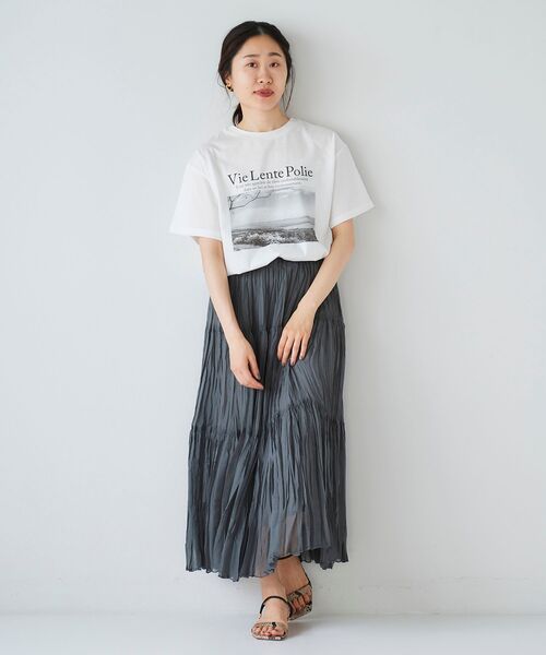 le.coeur blanc（ルクールブラン）の「モノクロフォトプリントTシャツ（Tシャツ/カットソー・レディース・オフホワイト/グレイッシュベージュ・38）」の7枚目の写真