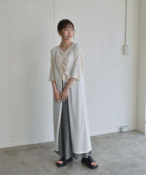 RETRO GIRL（レトロガール）の「2WAYメッシュロングベスト（Tシャツ/カットソー・レディース・ブラック/オフホワイト/グリーン・FREE）」の4枚目の写真