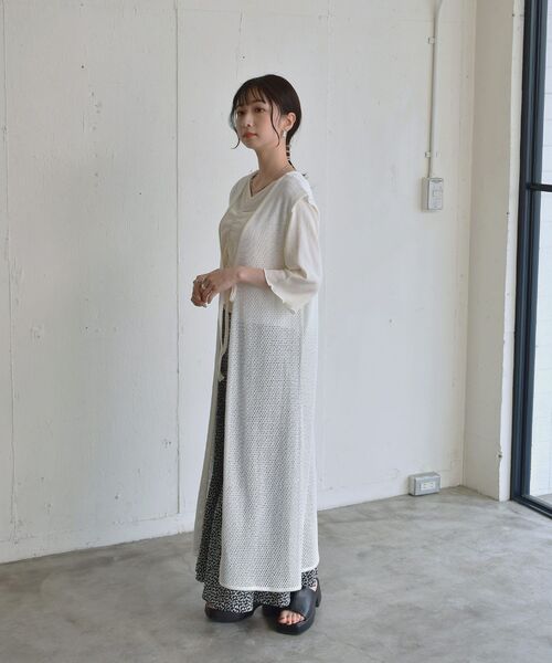 RETRO GIRL（レトロガール）の「2WAYメッシュロングベスト（Tシャツ/カットソー・レディース・ブラック/オフホワイト/グリーン・FREE）」の5枚目の写真