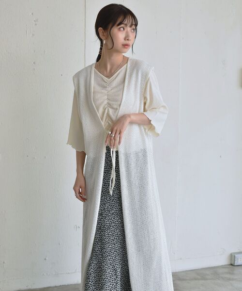 RETRO GIRL（レトロガール）の「2WAYメッシュロングベスト（Tシャツ/カットソー・レディース・ブラック/オフホワイト/グリーン・FREE）」の12枚目の写真