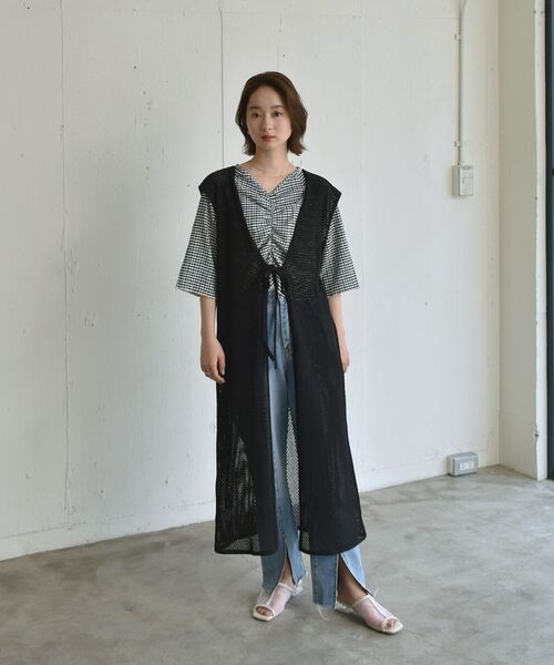 RETRO GIRL（レトロガール）の「2WAYメッシュロングベスト（Tシャツ/カットソー・レディース・ブラック/オフホワイト/グリーン・FREE）」の15枚目の写真