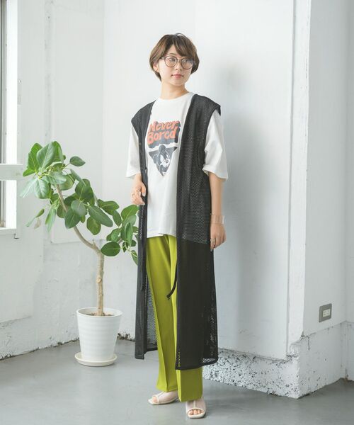 RETRO GIRL（レトロガール）の「2WAYメッシュロングベスト（Tシャツ/カットソー・レディース・ブラック/オフホワイト/グリーン・FREE）」の21枚目の写真