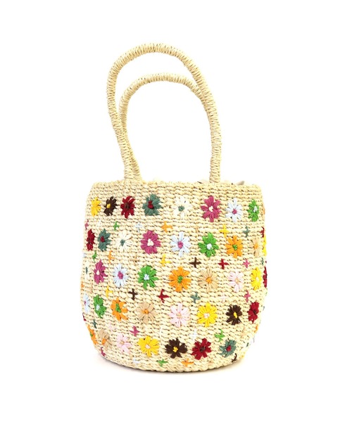 ACCOMMODE(アコモデ)の「Abaca multi flower embro S(かごバッグ・レディース・ナチュラル・FREE)」の3枚目の写真