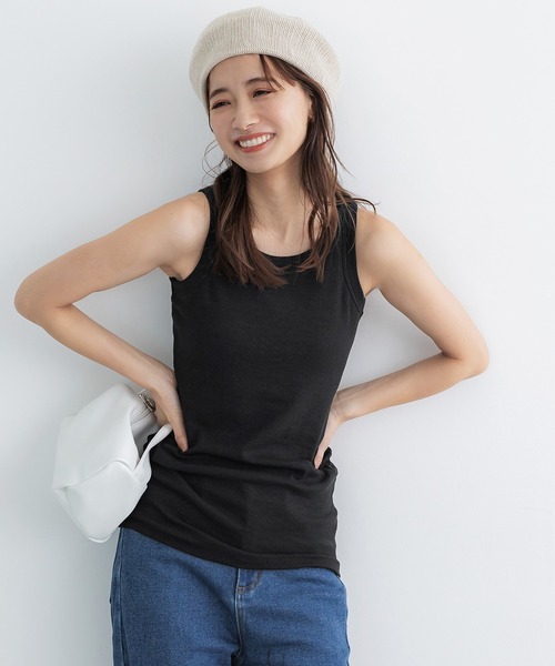 coca(coca)(コカ)の「OUT BRA アメリカンスリーブカップ付きタンクロング丈(タンクトップ・レディース・ホワイト/ブラック・M/L/S)」の2枚目の写真