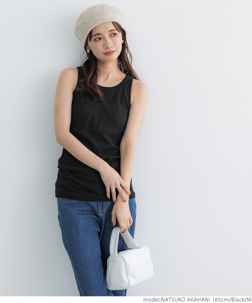 coca(coca)(コカ)の「OUT BRA アメリカンスリーブカップ付きタンクロング丈(タンクトップ・レディース・ホワイト/ブラック・M/L/S)」の3枚目の写真