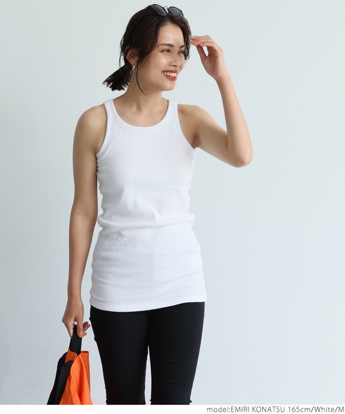 coca(coca)(コカ)の「OUT BRA アメリカンスリーブカップ付きタンクロング丈(タンクトップ・レディース・ホワイト/ブラック・M/L/S)」の9枚目の写真