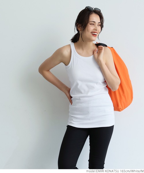 coca(coca)(コカ)の「OUT BRA アメリカンスリーブカップ付きタンクロング丈(タンクトップ・レディース・ホワイト/ブラック・M/L/S)」の13枚目の写真