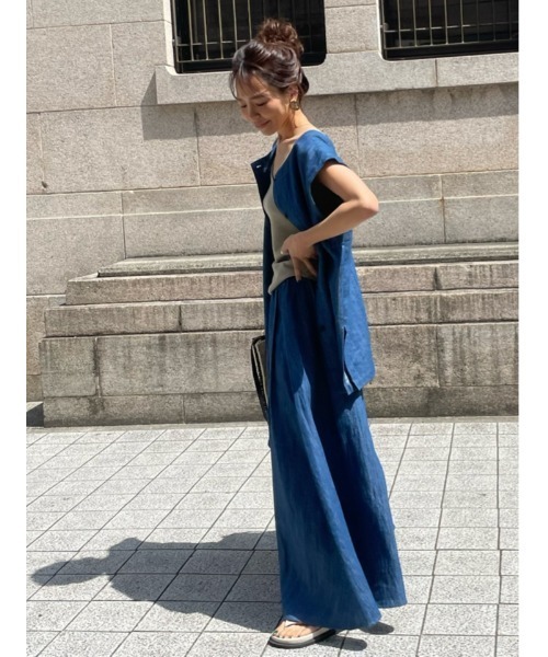 ulu（ウル）の「Linen denim flare skirt（デニムスカート・レディース・ブルー・FREE）」の4枚目の写真