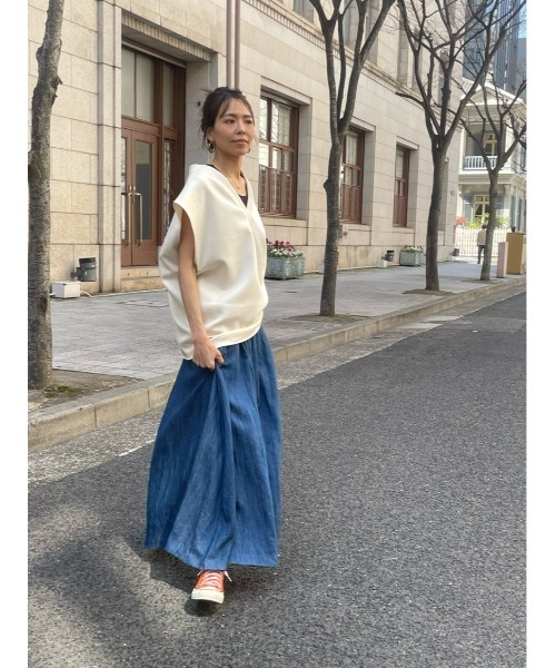 ulu（ウル）の「Linen denim flare skirt（デニムスカート・レディース・ブルー・FREE）」の6枚目の写真