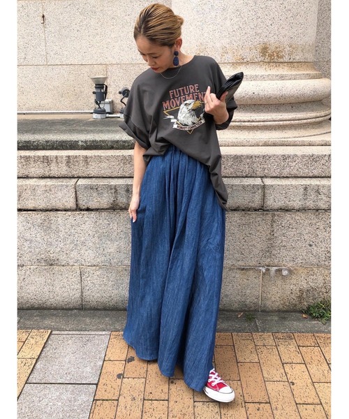 ulu（ウル）の「Linen denim flare skirt（デニムスカート・レディース・ブルー・FREE）」の13枚目の写真