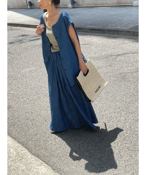 ulu（ウル）の「Linen denim flare skirt（デニムスカート・レディース・ブルー・FREE）」の12枚目の写真