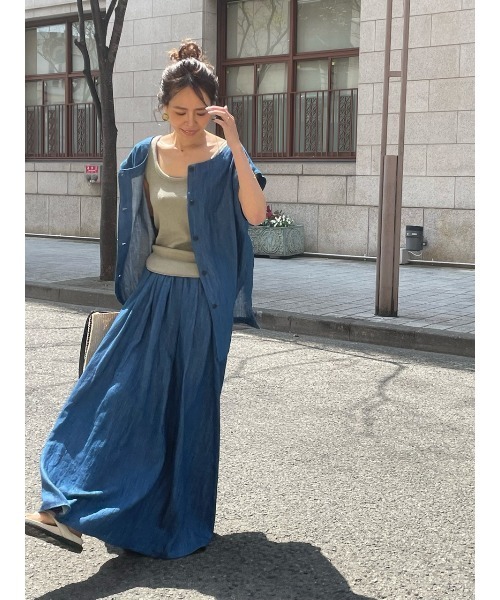 ulu（ウル）の「Linen denim flare skirt（デニムスカート・レディース・ブルー・FREE）」の15枚目の写真