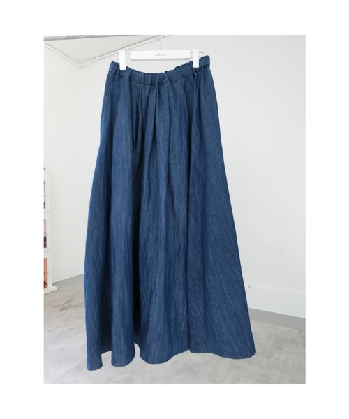 ulu（ウル）の「Linen denim flare skirt（デニムスカート・レディース・ブルー・FREE）」の3枚目の写真