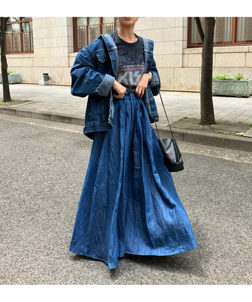 ulu（ウル）の「Linen denim flare skirt（デニムスカート・レディース・ブルー・FREE）」の16枚目の写真