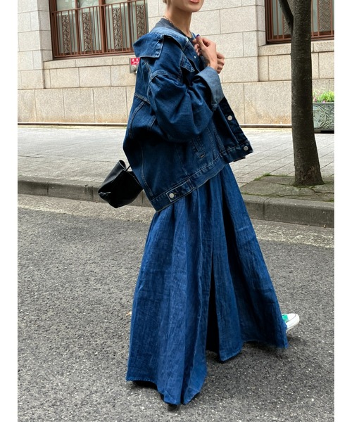ulu（ウル）の「Linen denim flare skirt（デニムスカート・レディース・ブルー・FREE）」の17枚目の写真