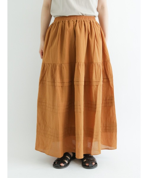 sm2rhythm（サマンサモスモスリズム）の「横段タックスカート（スカート・レディース・グリーン/ブラウン/ブラック・ﾌﾘ-）」の3枚目の写真