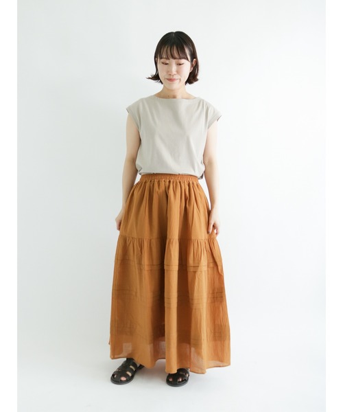 sm2rhythm（サマンサモスモスリズム）の「横段タックスカート（スカート・レディース・グリーン/ブラウン/ブラック・ﾌﾘ-）」の9枚目の写真