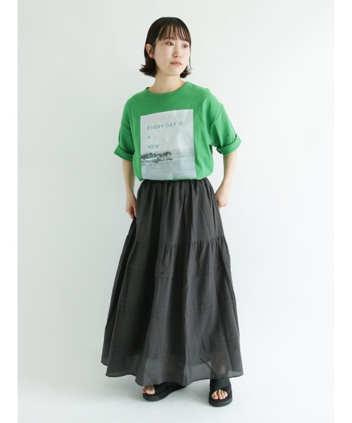 sm2rhythm（サマンサモスモスリズム）の「横段タックスカート（スカート・レディース・グリーン/ブラウン/ブラック・ﾌﾘ-）」の6枚目の写真