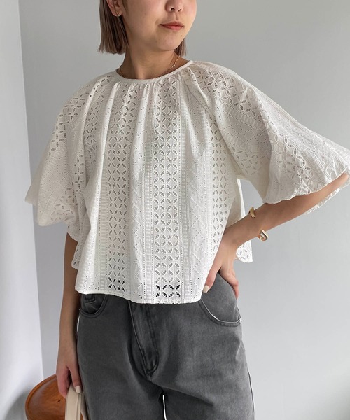 CAPRICIEUX LE'MAGE（カプリシューレマージュ）の「刺繍バルーンブラウス（シャツ/ブラウス・レディース・ブラック/ホワイト・FREE）」の14枚目の写真