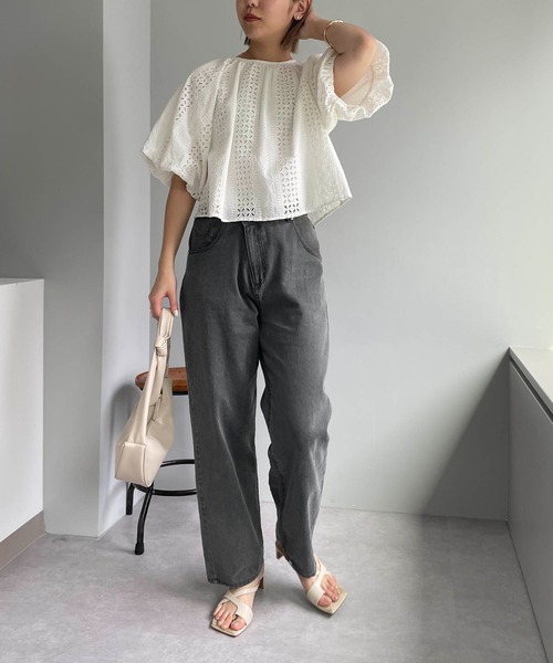 CAPRICIEUX LE'MAGE（カプリシューレマージュ）の「刺繍バルーンブラウス（シャツ/ブラウス・レディース・ブラック/ホワイト・FREE）」の18枚目の写真