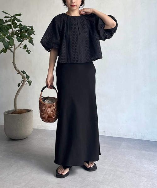 CAPRICIEUX LE'MAGE（カプリシューレマージュ）の「刺繍バルーンブラウス（シャツ/ブラウス・レディース・ブラック/ホワイト・FREE）」の9枚目の写真