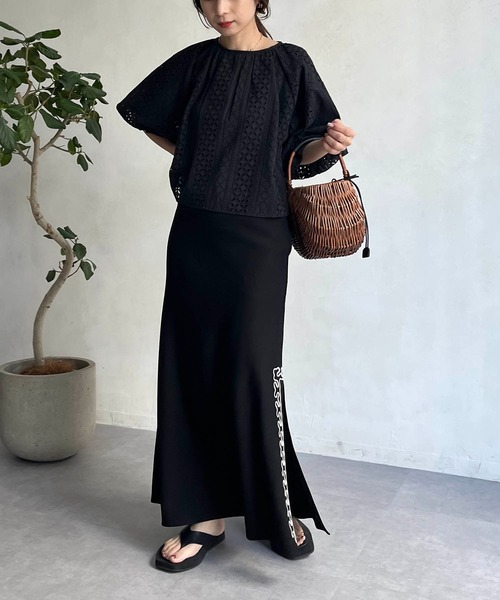 CAPRICIEUX LE'MAGE（カプリシューレマージュ）の「刺繍バルーンブラウス（シャツ/ブラウス・レディース・ブラック/ホワイト・FREE）」の10枚目の写真