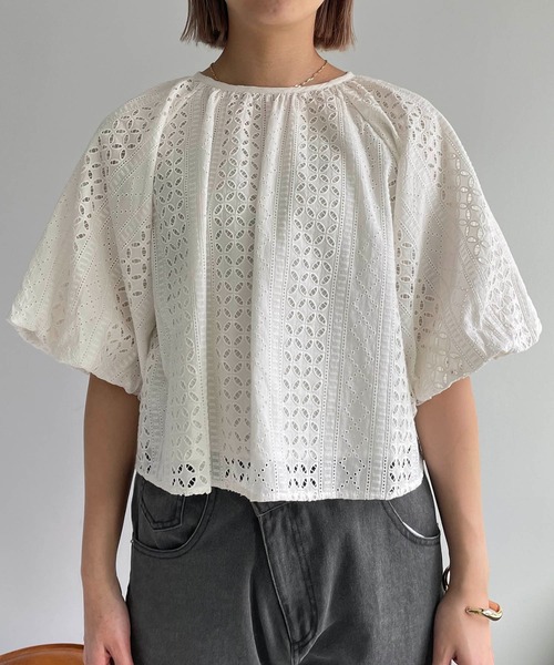 CAPRICIEUX LE'MAGE（カプリシューレマージュ）の「刺繍バルーンブラウス（シャツ/ブラウス・レディース・ブラック/ホワイト・FREE）」の22枚目の写真