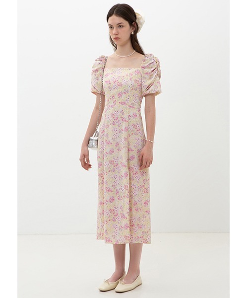 Fano Studios(ファノ ストゥディオズ)の「【Fano Studios】Square neck puff sleeve slit floral dress FX22L114(ワンピース・レディース・ピンク系その他・L/S/M)」の2枚目の写真