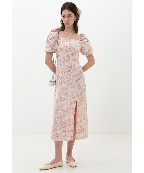 Fano Studios(ファノ ストゥディオズ)の「【Fano Studios】Square neck puff sleeve slit floral dress FX22L114(ワンピース・レディース・ピンク系その他・L/S/M)」の3枚目の写真
