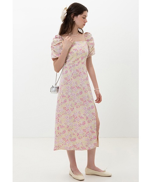 Fano Studios(ファノ ストゥディオズ)の「【Fano Studios】Square neck puff sleeve slit floral dress FX22L114(ワンピース・レディース・ピンク系その他・L/S/M)」の4枚目の写真