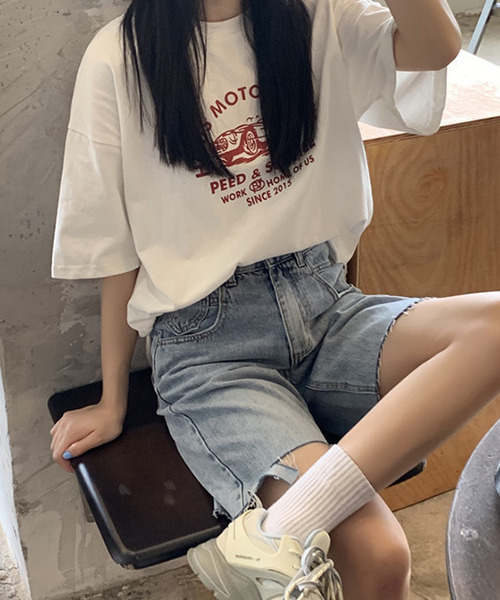 c.u.l(シーユーエル)の「【c.u.l:w】レトロフロントプリントTシャツ culw229(Tシャツ/カットソー・レディース・ホワイト/グレー・FREE)」の5枚目の写真